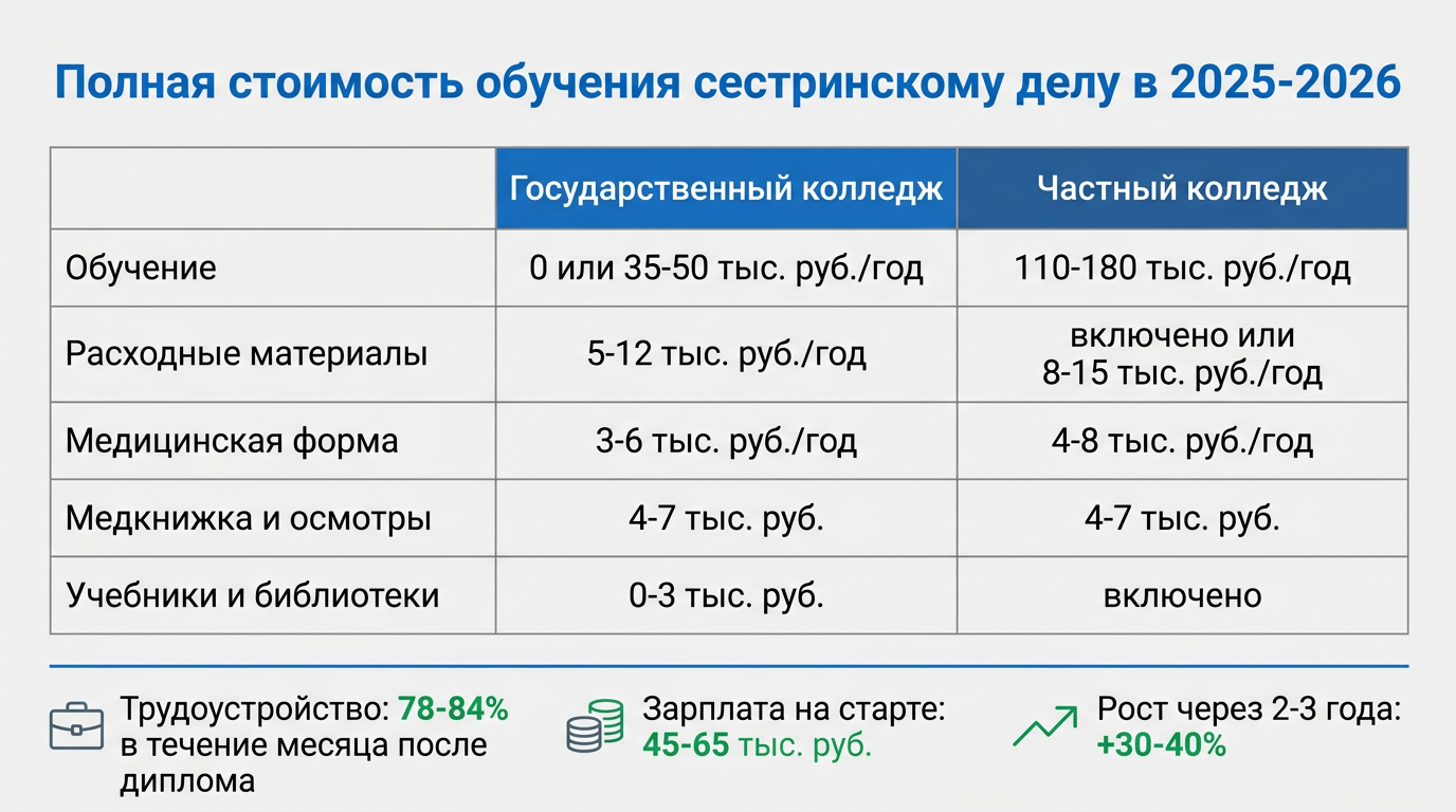 Полная стоимость обучения сестринскому делу